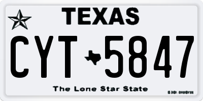 TX license plate CYT5847