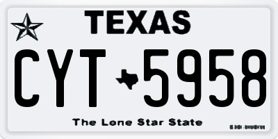TX license plate CYT5958