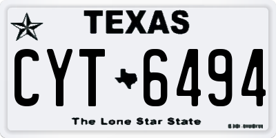 TX license plate CYT6494