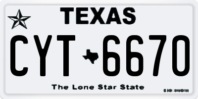 TX license plate CYT6670
