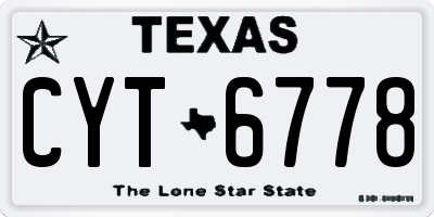 TX license plate CYT6778