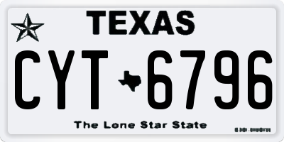 TX license plate CYT6796