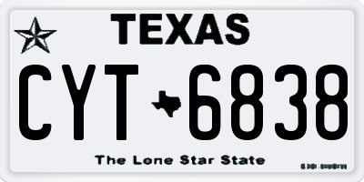 TX license plate CYT6838