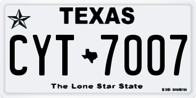 TX license plate CYT7007