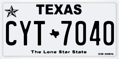 TX license plate CYT7040
