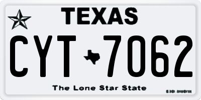 TX license plate CYT7062