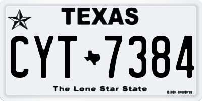 TX license plate CYT7384