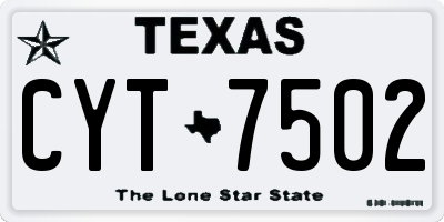 TX license plate CYT7502