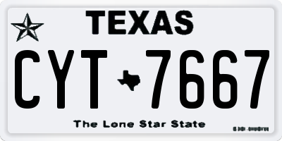 TX license plate CYT7667