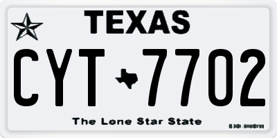 TX license plate CYT7702