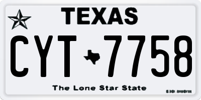 TX license plate CYT7758