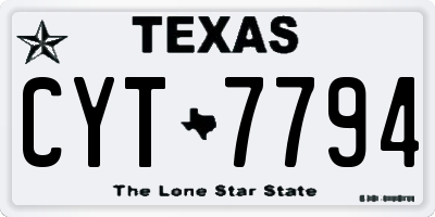 TX license plate CYT7794