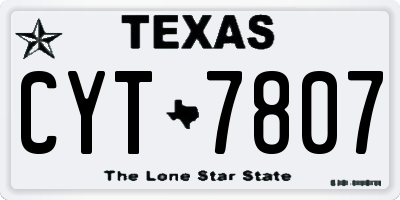 TX license plate CYT7807