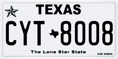 TX license plate CYT8008