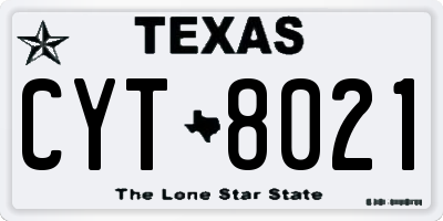 TX license plate CYT8021