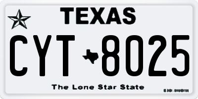 TX license plate CYT8025