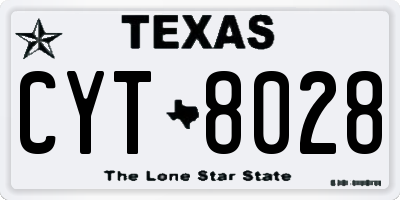 TX license plate CYT8028