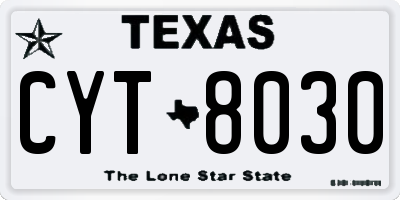 TX license plate CYT8030