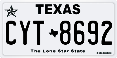 TX license plate CYT8692