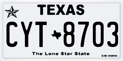 TX license plate CYT8703
