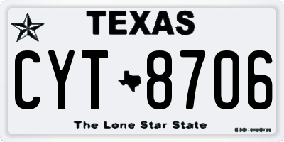TX license plate CYT8706
