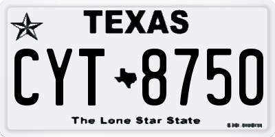 TX license plate CYT8750