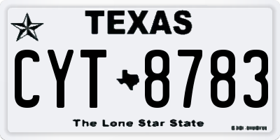 TX license plate CYT8783