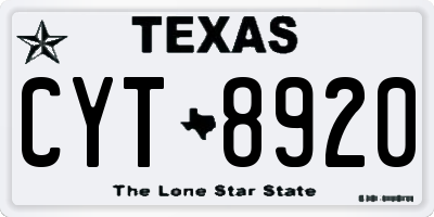 TX license plate CYT8920