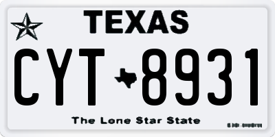 TX license plate CYT8931