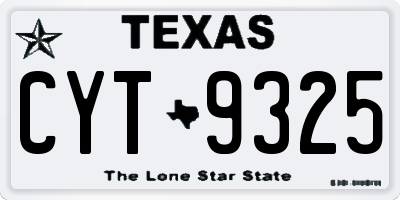 TX license plate CYT9325