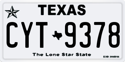 TX license plate CYT9378