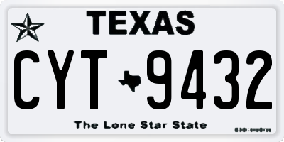 TX license plate CYT9432