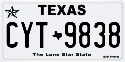 TX license plate CYT9838
