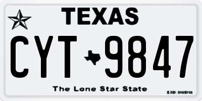 TX license plate CYT9847