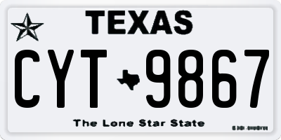 TX license plate CYT9867