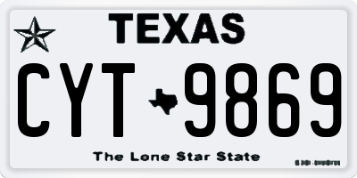 TX license plate CYT9869