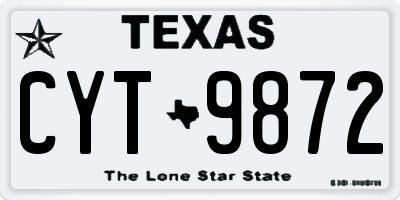 TX license plate CYT9872