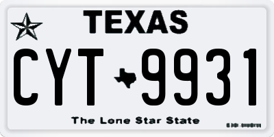 TX license plate CYT9931