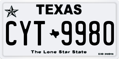 TX license plate CYT9980