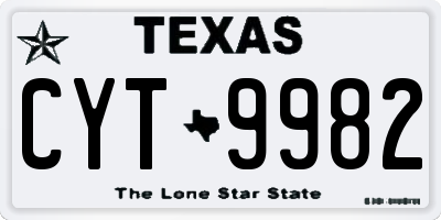 TX license plate CYT9982