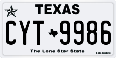 TX license plate CYT9986
