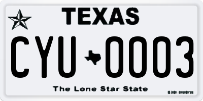 TX license plate CYU0003