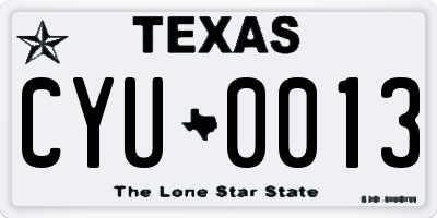 TX license plate CYU0013