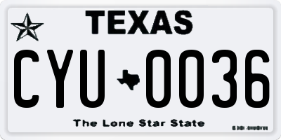 TX license plate CYU0036