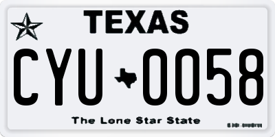 TX license plate CYU0058