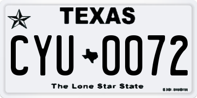 TX license plate CYU0072