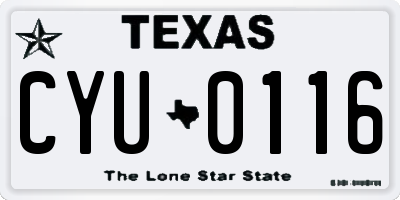 TX license plate CYU0116