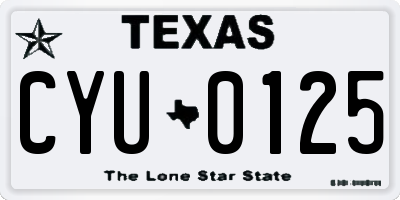 TX license plate CYU0125