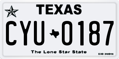 TX license plate CYU0187