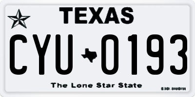 TX license plate CYU0193